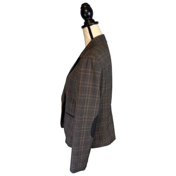 Tahari Arthur S. Levine Plaid One-Button Blazer Size 12 Gray Brown Suit Jacket - Picture 3 of 9